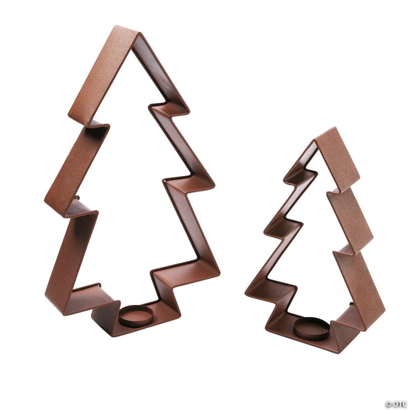 Rustic Christmas Tree Votive Candle Holders - 2 pc Image