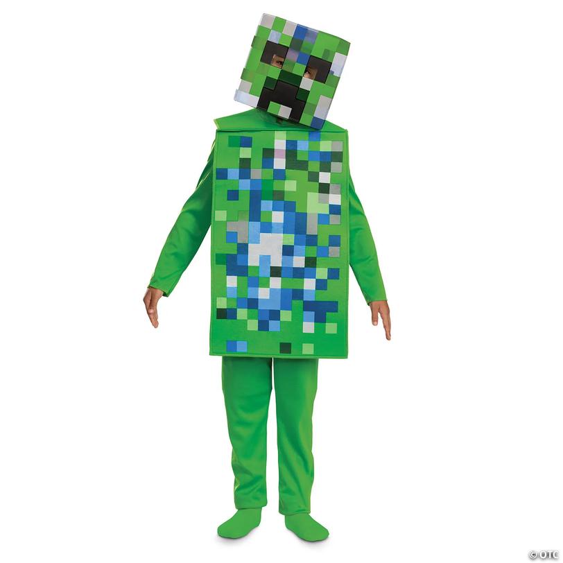 Kids Classic Minecraft&amp;#8482; Charged Creeper Jumpsuit Costume - Medium 7-8 Image