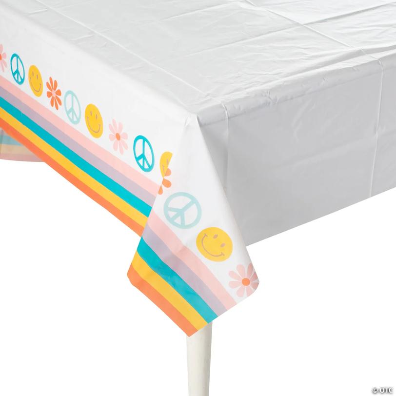 54" x 108" Groovy Retro Plastic Table Cover Image