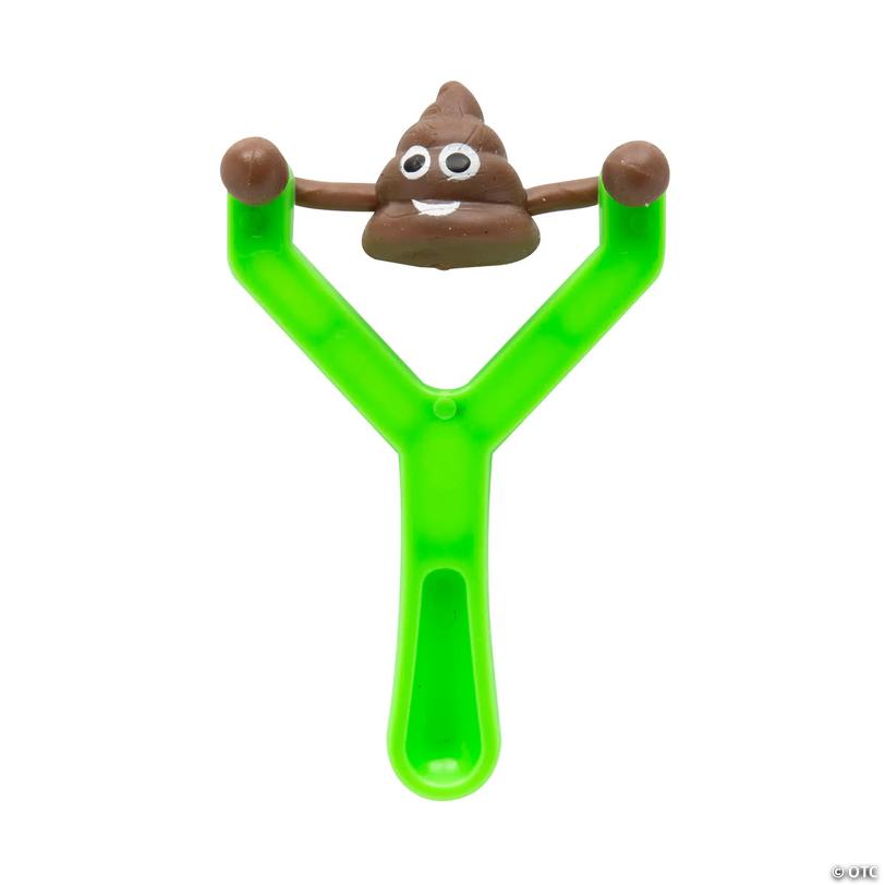 Stretchy Flying Poop Emoji Rubber Slingshots - 12 pc Image