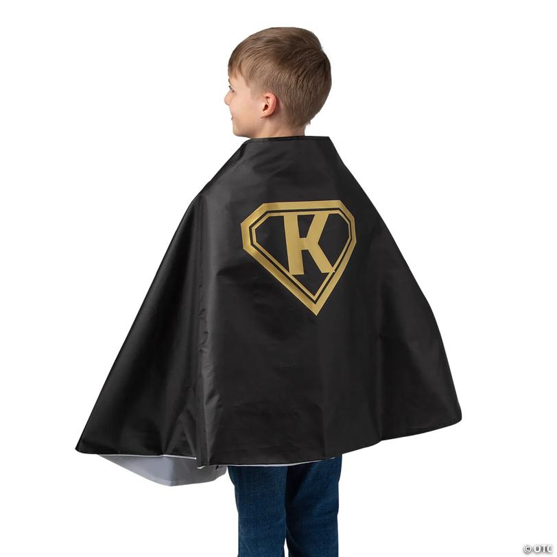 23 1/2" Kids Personalized Monogram Black Superhero Cape Image