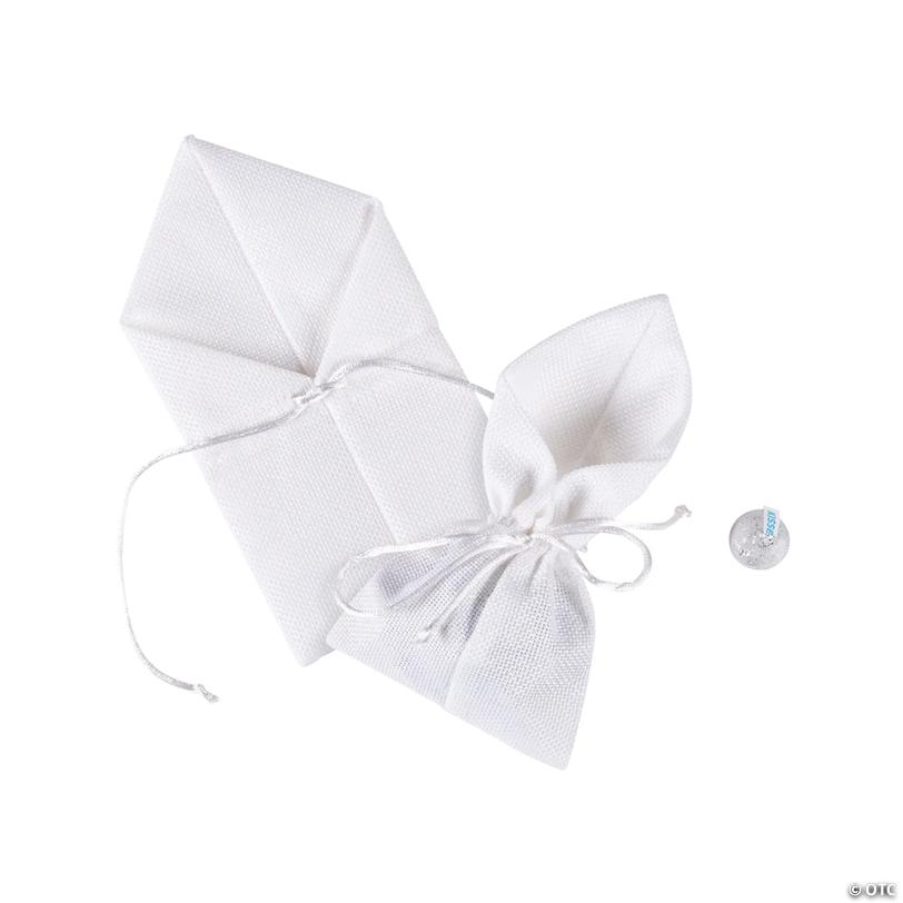Large White Burlap Drawstring Treat Bags - 12 Pc. Image