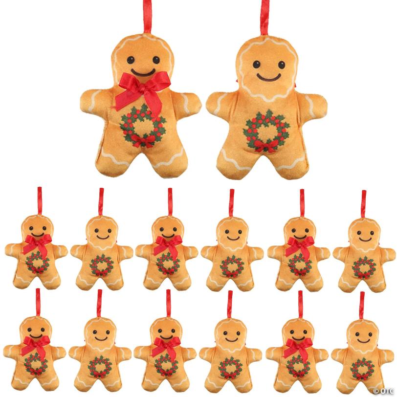 Smiling Gingerbread Man Polyester Christmas Ornaments - 12 pc Image