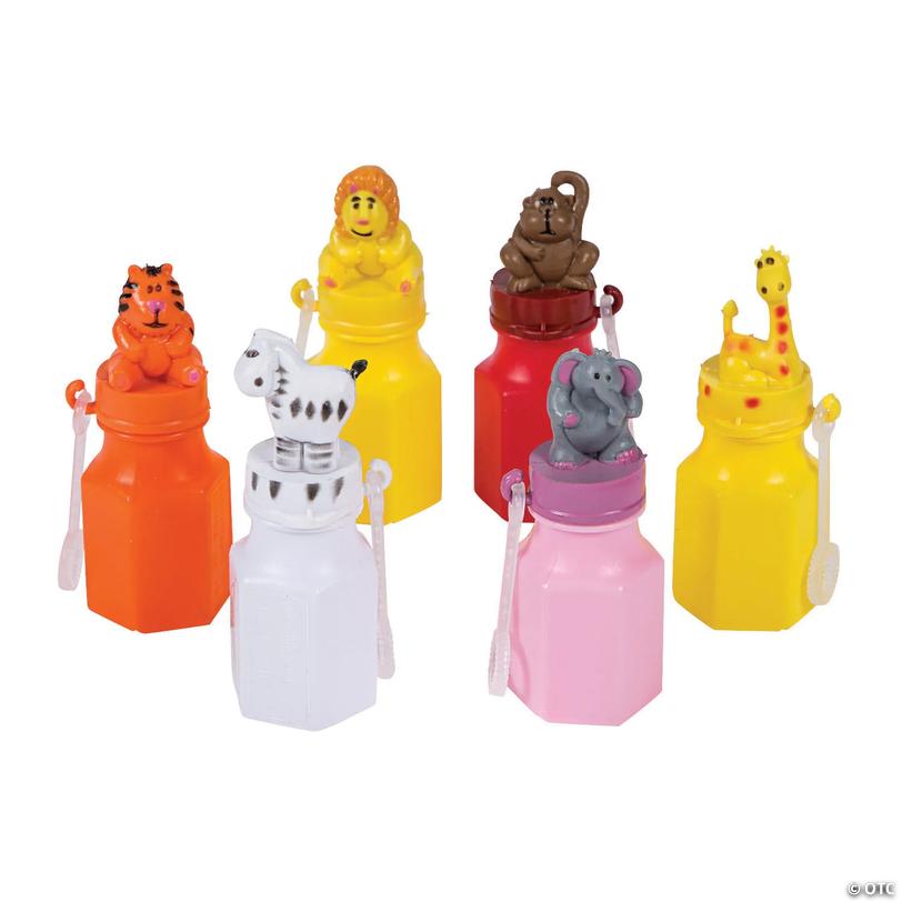 Zoo Animal Character Bubble Bottles - 12 Pc. Image