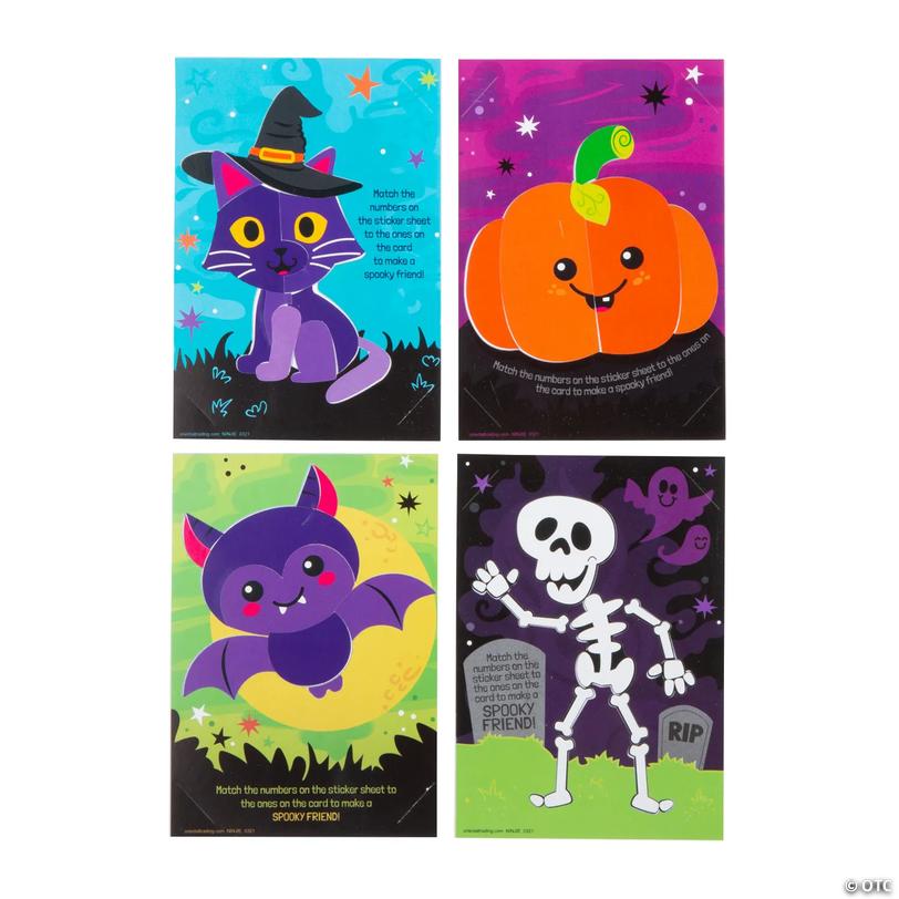 Sticker by Number Halloween Cards - 24 pc Image