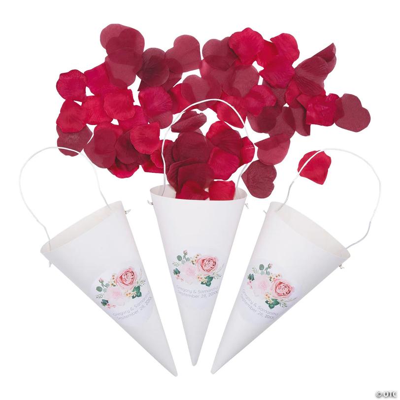 Personalized Floral Confetti Cones - 24 Pc. Image