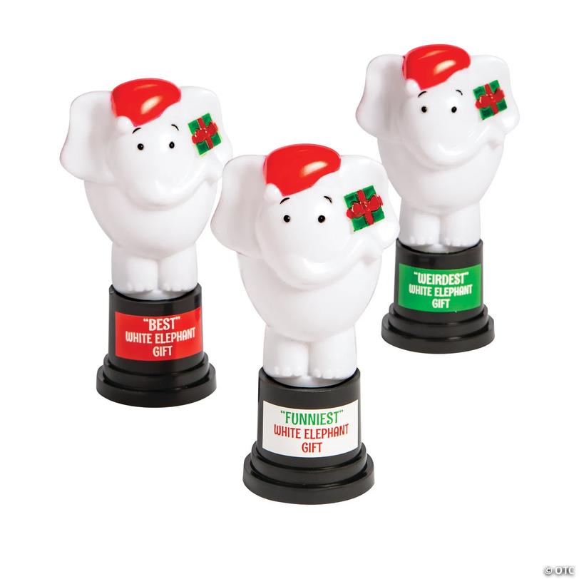 White Elephant Christmas Plastic Trophies - 12 pc Image