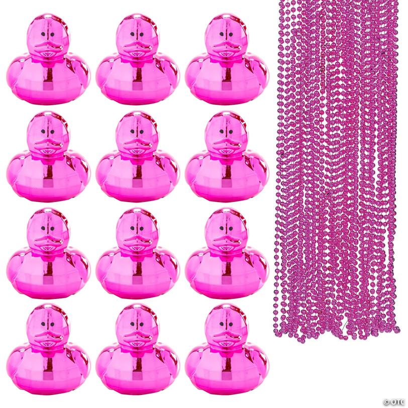 Metallic Pink Ducks &amp; Beaded Necklaces Assortment &amp;#8211; 60 pc Image