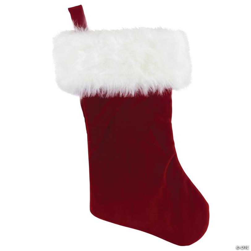 19" Burgundy Velvet Lined Stocking Image