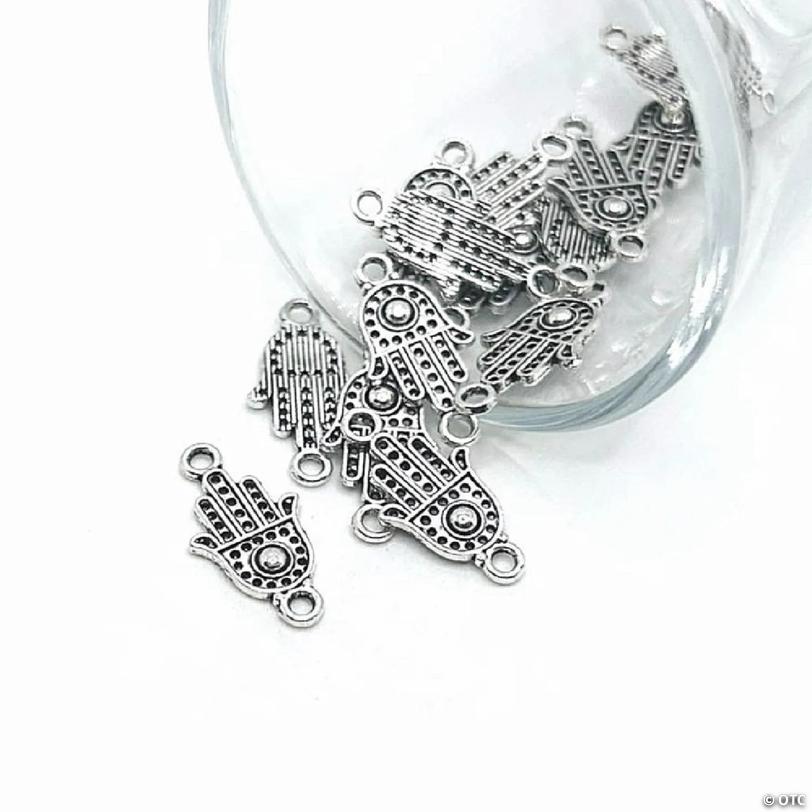 50 Pcs Silver Hamsa Hand Connectors