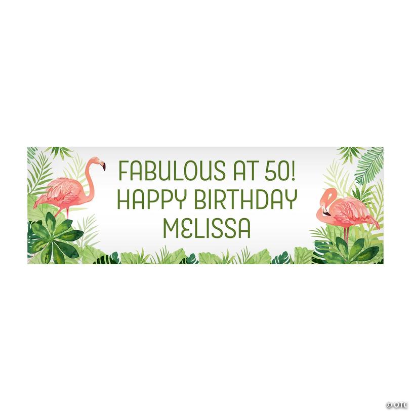 72" x 23" Personalized Flamingo Party Banner - Medium Image