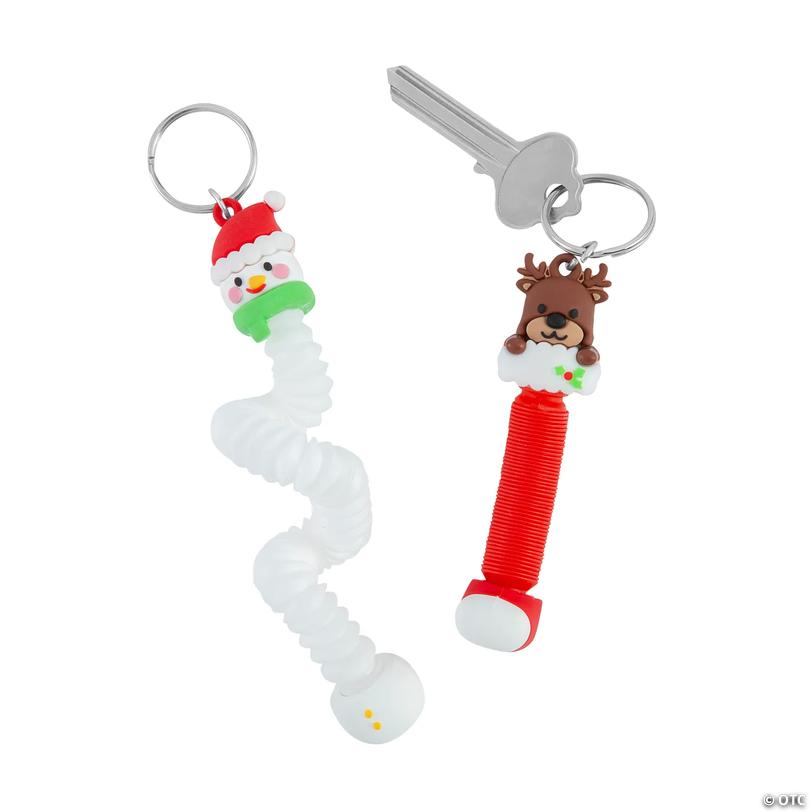 Christmas Expanding Tube Fidget Toy Keychains - 12 pc Image