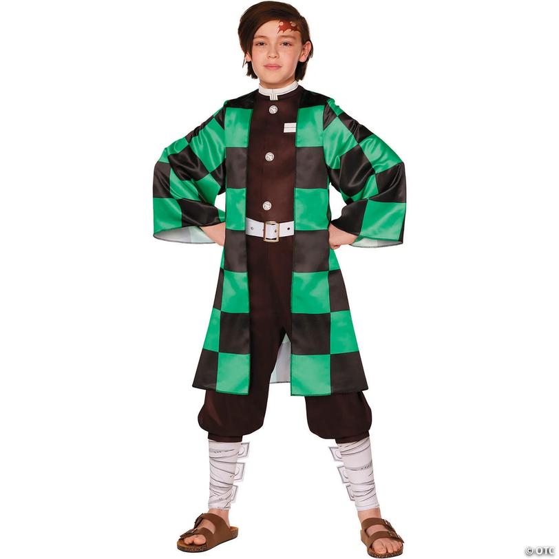 Kids Demon Slayer: Kimetsu no Yaiba&amp;#8482; Tanjiro Kamado Jumpsuit Costume - Small 4-6 Image