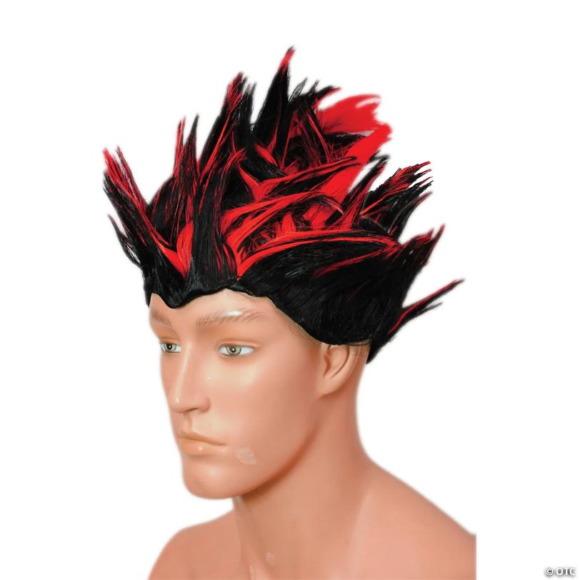 Adults Red &amp; Black Spikes Wig Image
