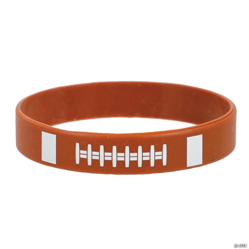 7 1/4" circ. Football-Themed Rubber Bracelets - 12 Pc. Image