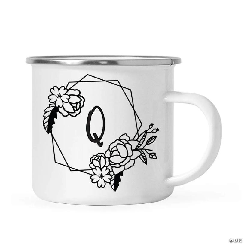 Peonies Monogram Q 11oz Campfire Mug | Oriental Trading