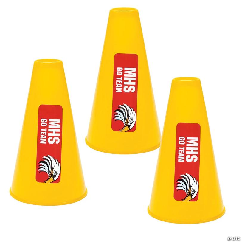 Custom Photo Team Spirit Megaphones - Yellow - 12 Pc. Image