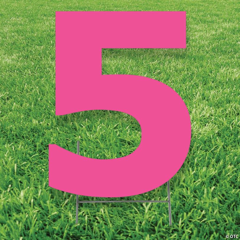 20" x 20" Pink Number 5 Yard Sign Image
