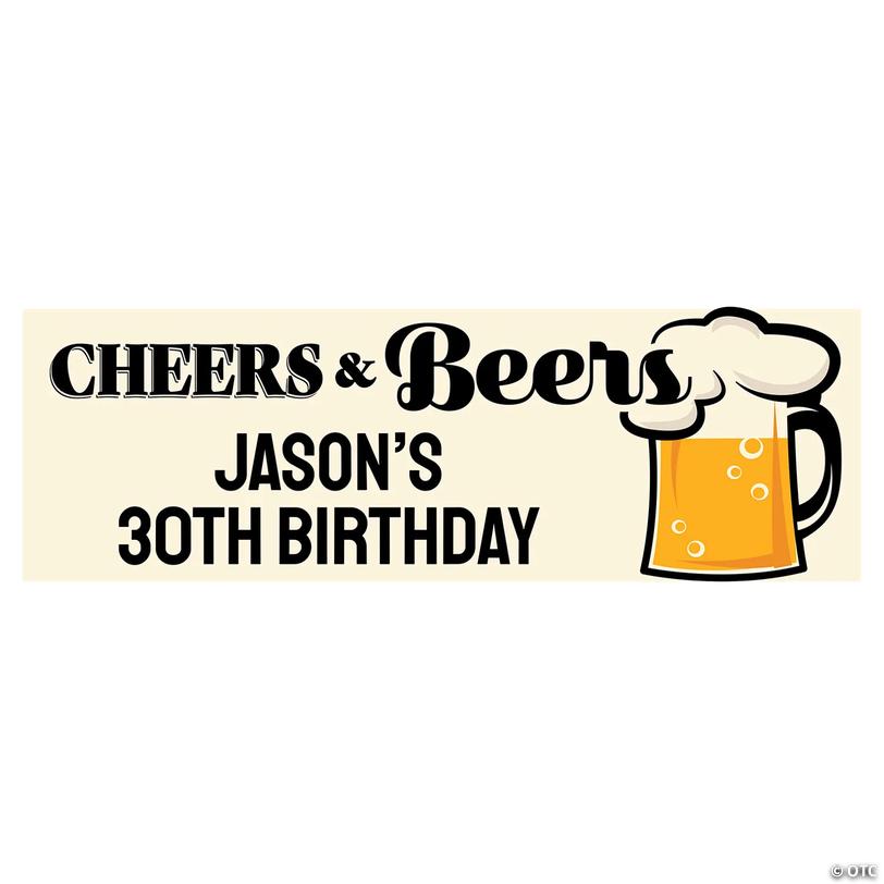 90" x 29" Cheers &amp; Beers Custom Banner - Large Image