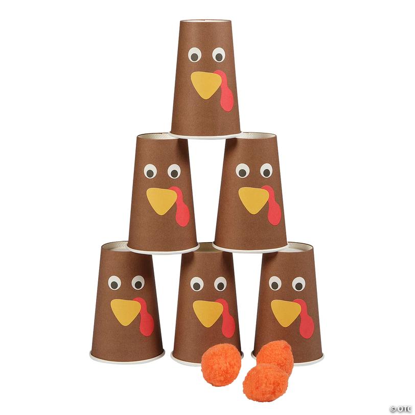 Turkey Thanksgiving Cup Stack Bowling Game - 9 pc Image