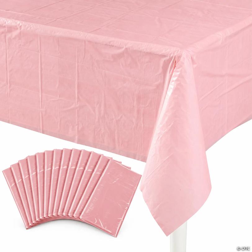 Bulk Dusty Rose Rectangle Disposable Plastic Tablecloths - 54" x 108", 12 pc Image