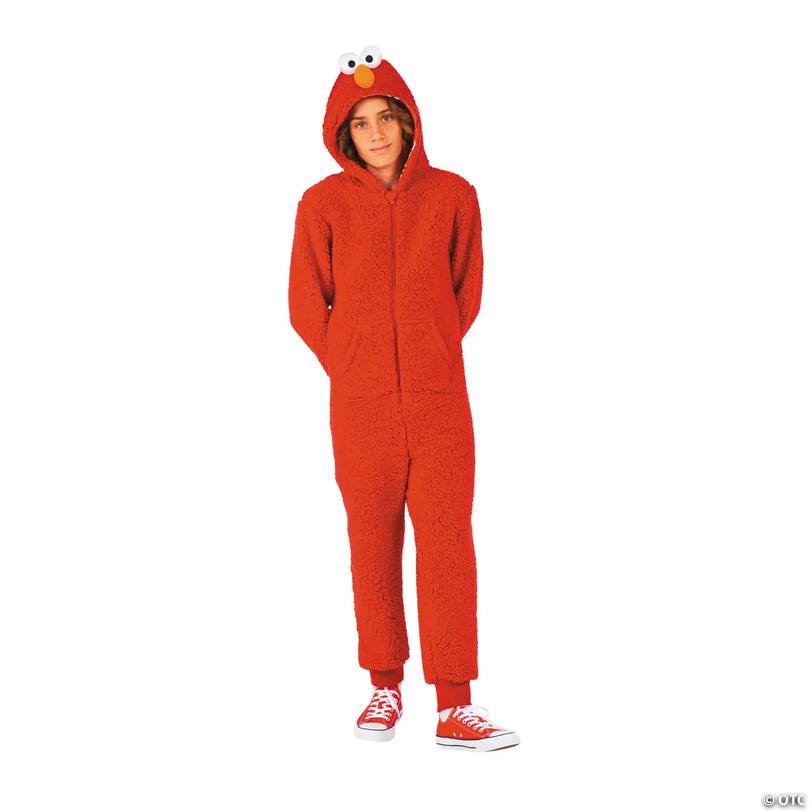 Kids Sesame Street&amp;#174; Elmo Hooded Onesie Costume Image