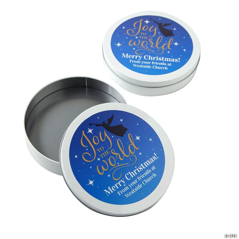 Personalized Religious Holiday Metal Cookie Tins - 12 pc Image