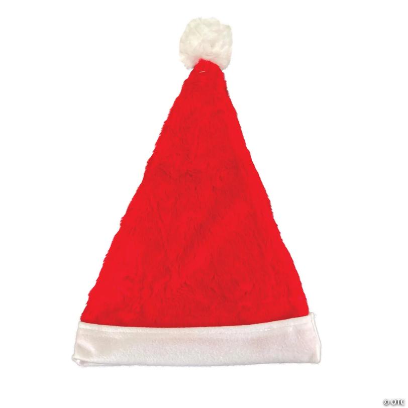 Adults Red Plush Santa Hat - 10" Image