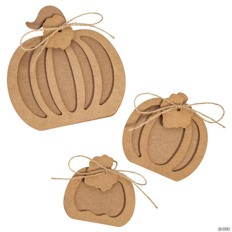 3 1/4" &amp;#8211; 6" DIY Unfinished Wood Fall Pumpkin Decoration Kit &amp;#8211; Makes 3 Image