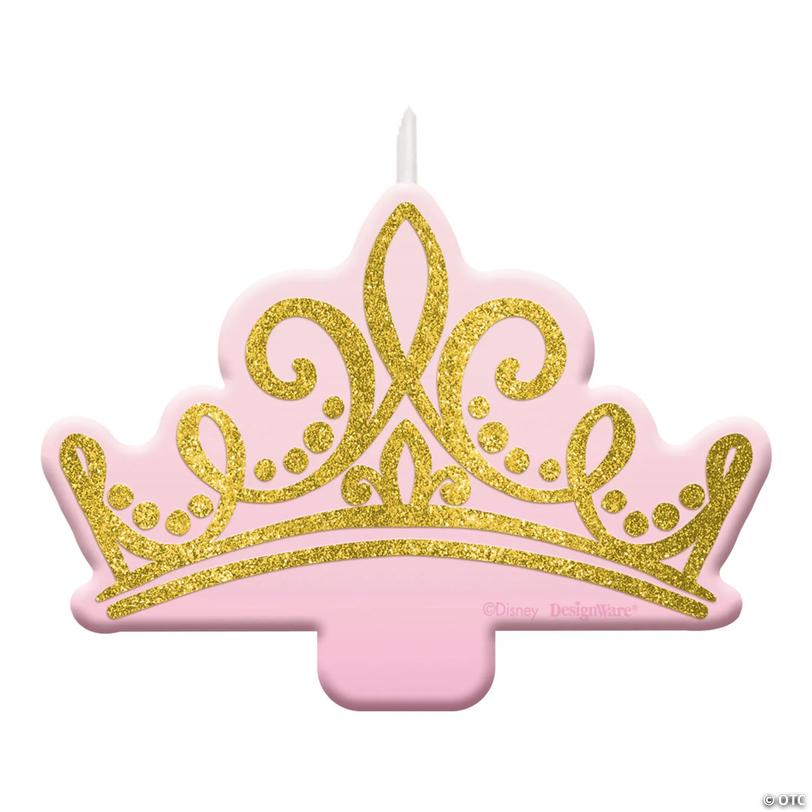 4 1/2" x 3" Disney Princess Gold Glitter Tiara Wax Candle Image