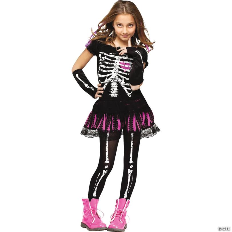 Kids Sally Skelly Skeleton Dress Costume Image