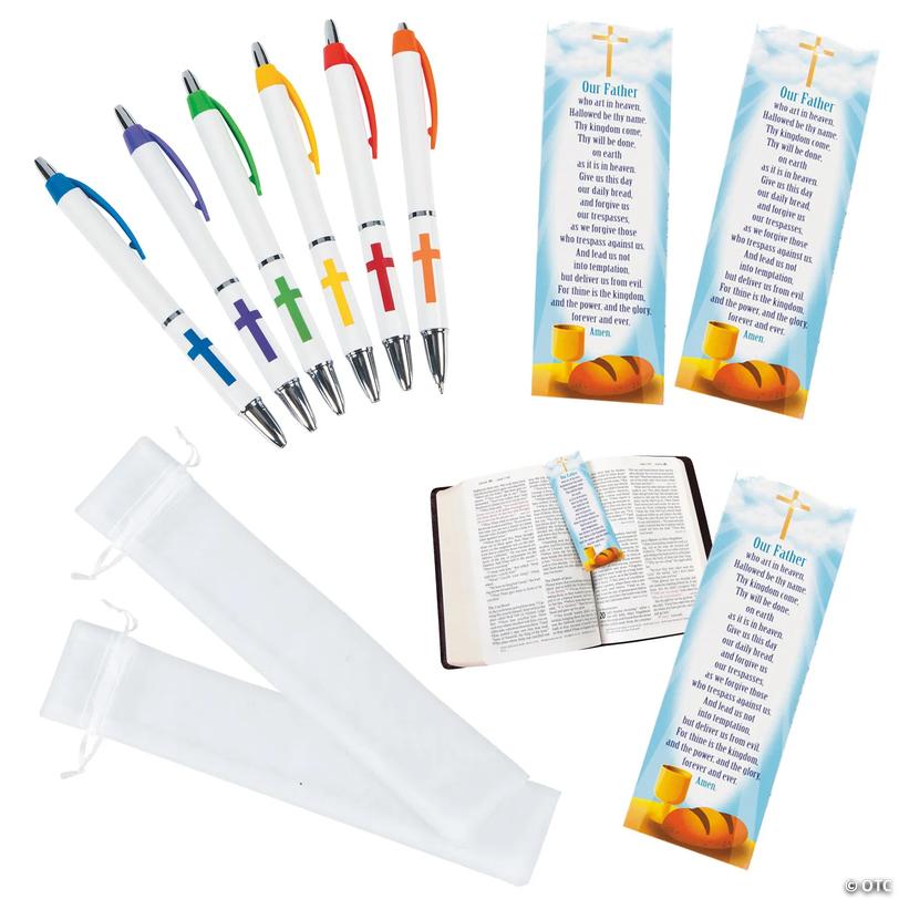 144 Pc. Religious Lord&amp;#8217;s Prayer Bookmarks &amp; Pens Kit for 48 Image