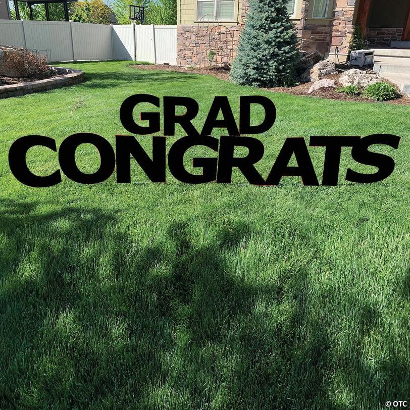Black Congrats Grad Letters Yard Sign | Oriental Trading