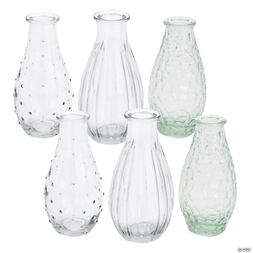 2 3/4" x 5 1/4" Bulk 12 Pc. Clear Vintage Glass Bud Vases Image