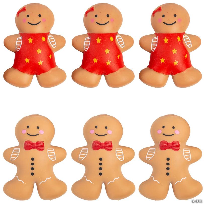 Gingerbread Character Christmas Squish Toys - 6 pc Image