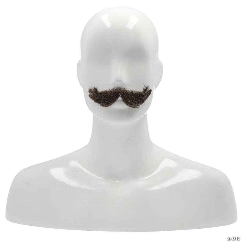 Adults Human Hair Blend English Mustache - Medium Chestnut Brown Image