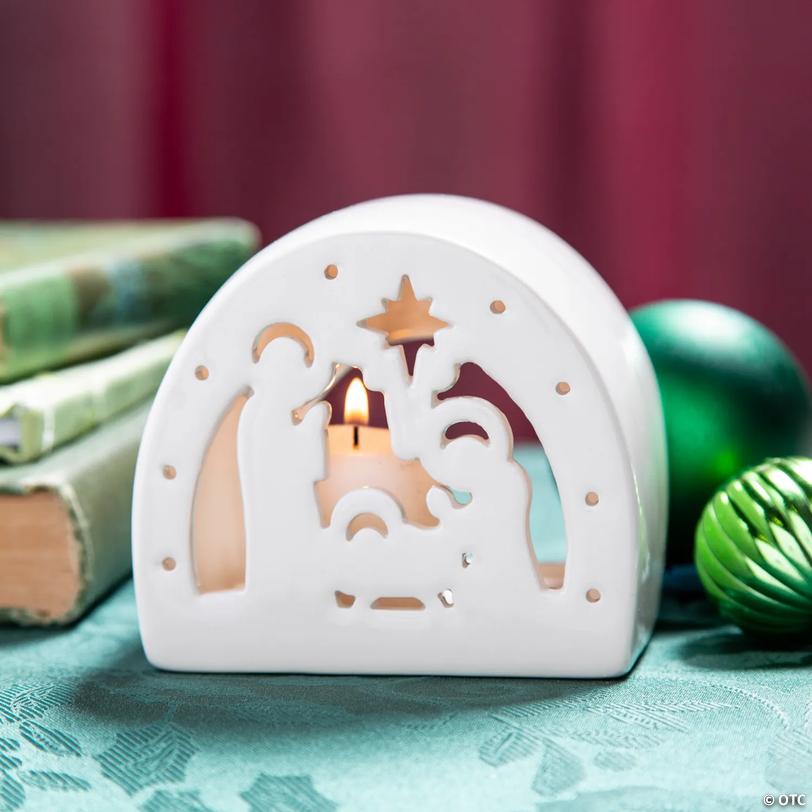 Nativity Scene Dome Votive Candle Holders - 3 pc Image