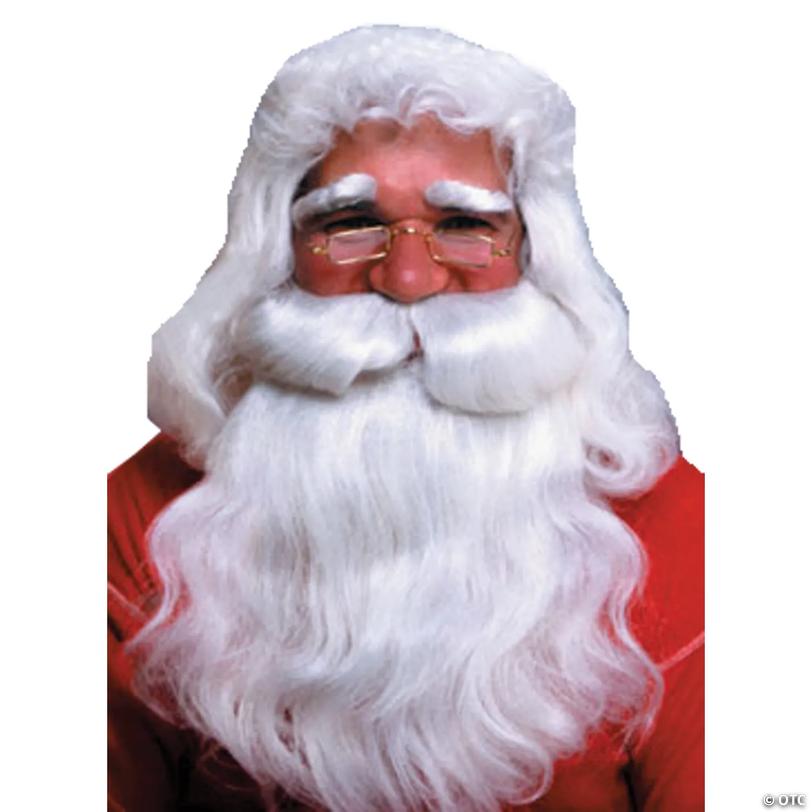 Adults Teviron Santa Wig, Beard &amp; Mustache - White Image