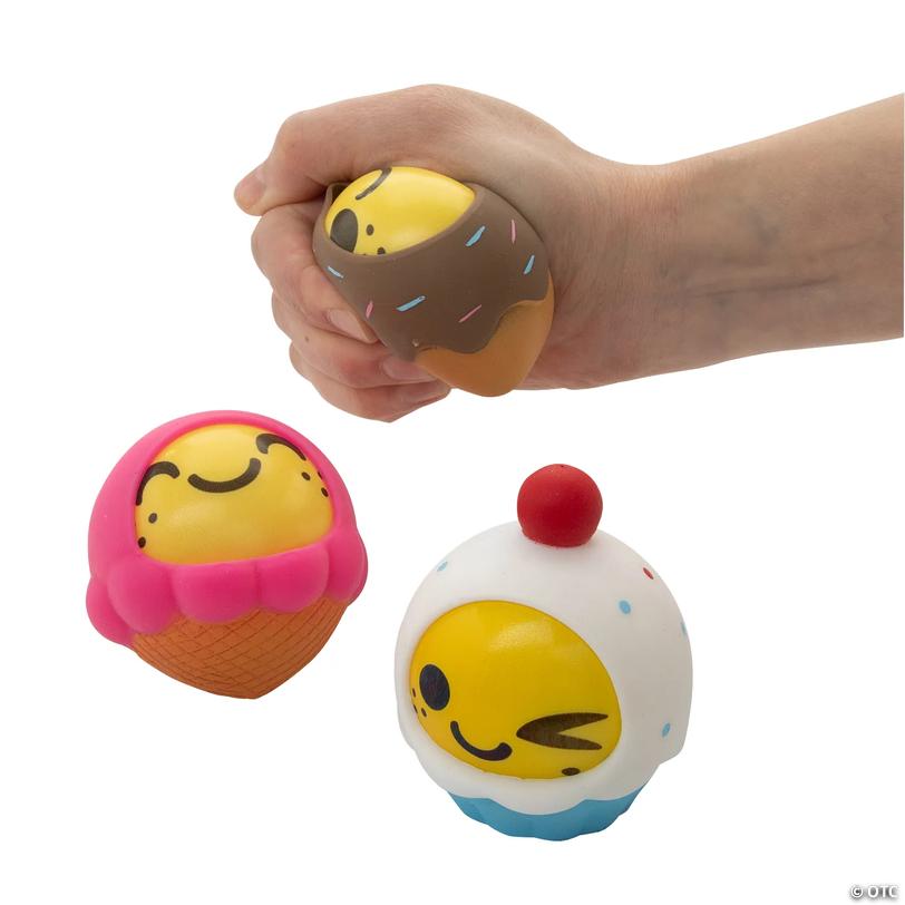 3" Interchangeable Food with Foam Smile Face Stress Ball Toys - 12 Pc. Image