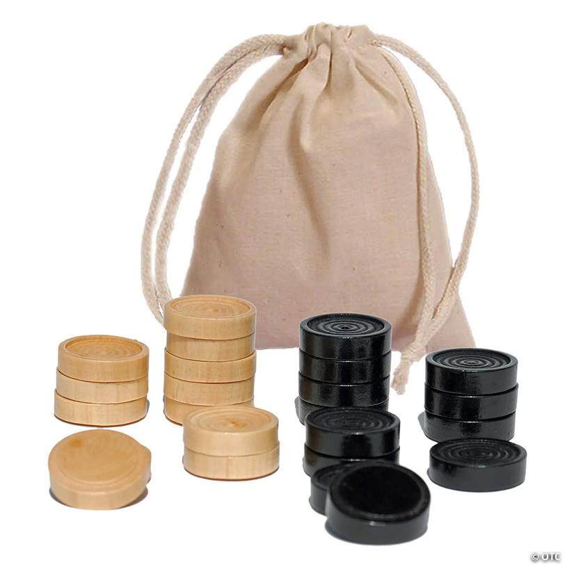 WE Games Wood Backgammon Pieces with Cloth Pouch | Oriental Trading