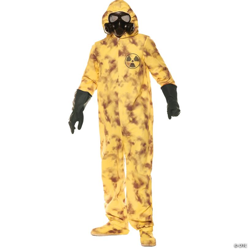 Adults Yellow Hazmat Suit Hooded Jumpsuit Costume - 2XL Image