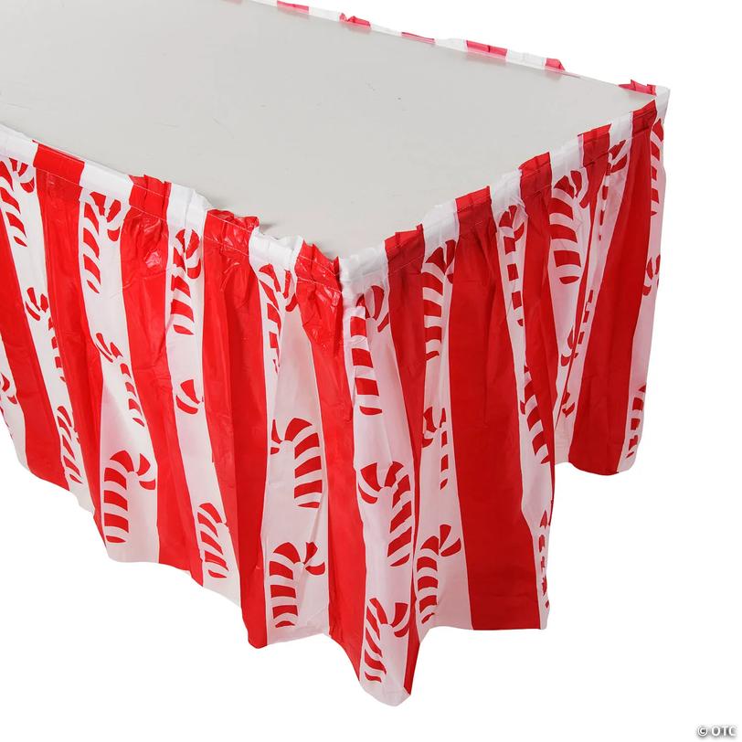 Candy Cane Christmas Table Skirt - 14 ft Image