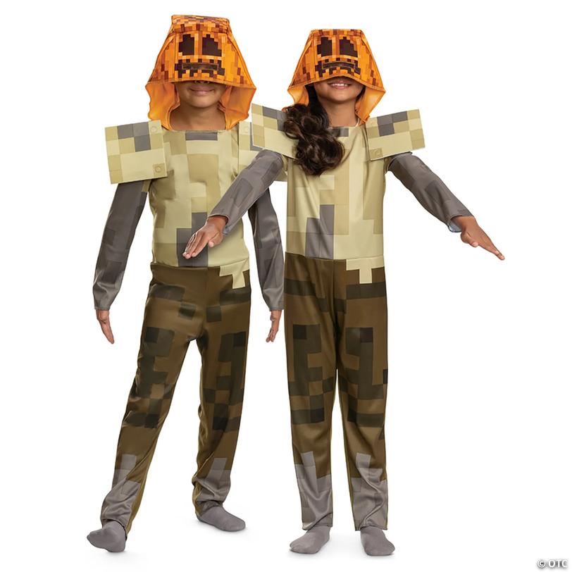 Kids Classic Minecraft&amp;#8482; Husk Jack -O'-Lantern Hooded Jumpsuit Costume Image