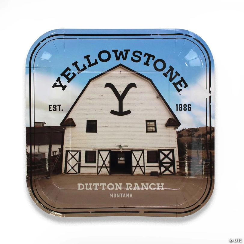 9" Yellowstone Square Paper Dinner Plates - 8 Ct. Image