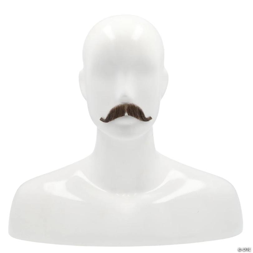 Adults Edwardian M34 Human Hair Mustache - Medium Chestnut Brown 6 Image
