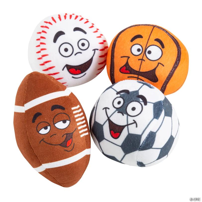 Funny-Faces Character Stuffed Sports Balls - 12 Pc. Image