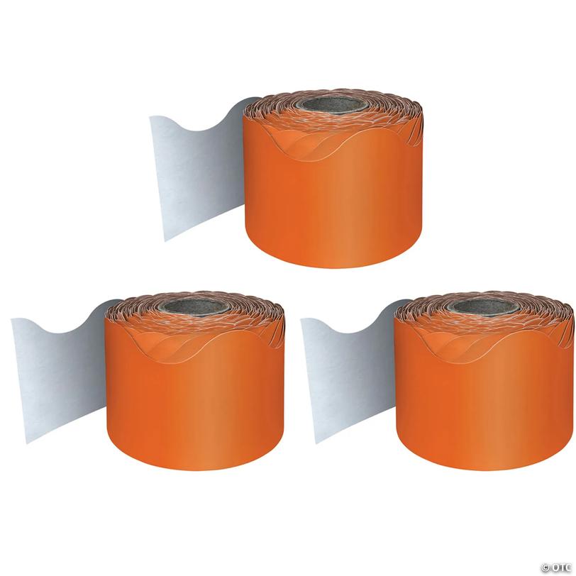 Carson Dellosa Education Orange Rolled Scalloped Border, 65 Feet Per Roll, Pack of 3 Image