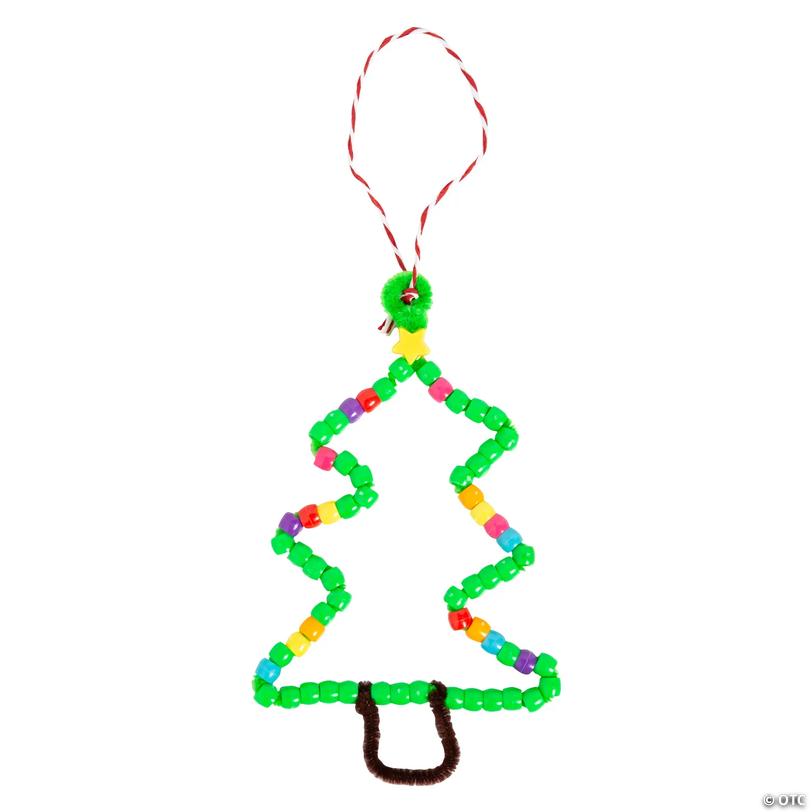 4" x 5 1/2" Beaded Chenille Stem Christmas Tree Ornament Craft Kit - Makes 12 Image