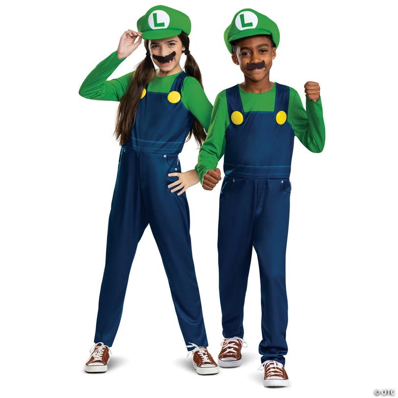 Kids Classic Elevated Super Mario Bros&amp;#8482; Luigi Costume Image