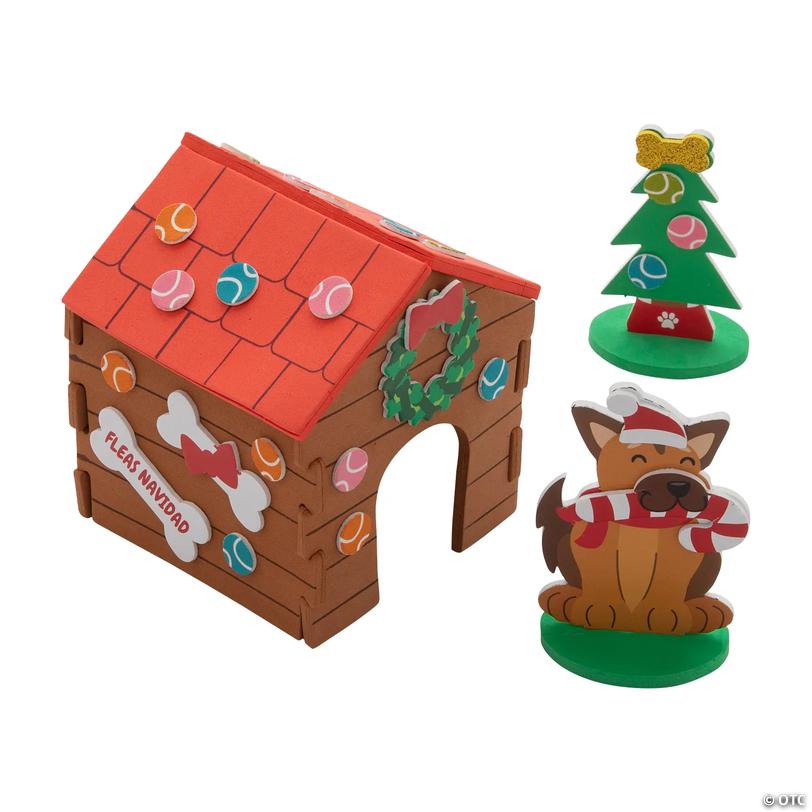 3D Christmas Doghouse Craft Kit - Makes 12 Image